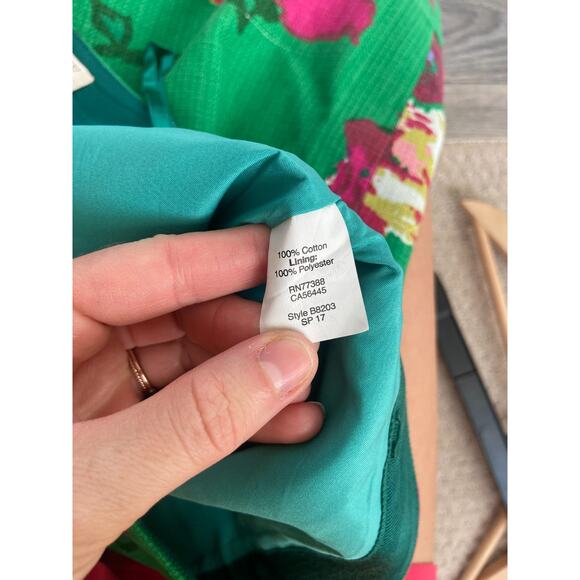 J Crew Pencil Skirt Size 6 Kelly Green Floral Basket Woven Cotton Knee Length - Picture 7 of 7
